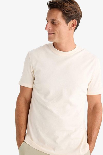 DeFacto 100 % Baumwolle, neues Basic-T-Shirt mit normaler Passform und Rundhalsausschnitt, einfarbig, kurzärmelig, V7699AZ24SP