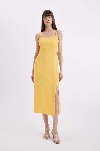 DeFacto Trägerloses Maxikleid aus Leinenmischung A9706AX24HS