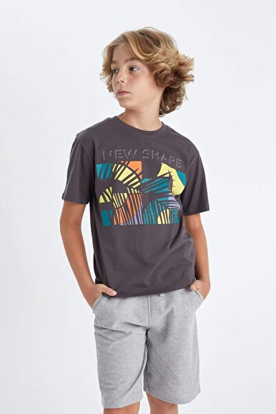 DeFacto Boy's 2-Piece Set Printed Short Sleeve T-Shirt Shorts D3926A824Hs