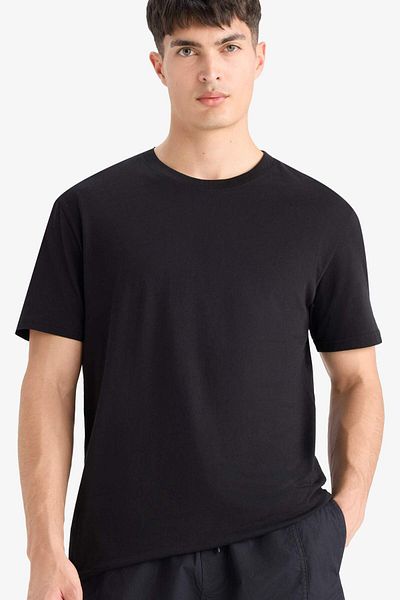 DeFacto 100% Cotton New Regular Fit Crew Neck Basic Plain Short Sleeve T-Shirt V7699Az24Sp