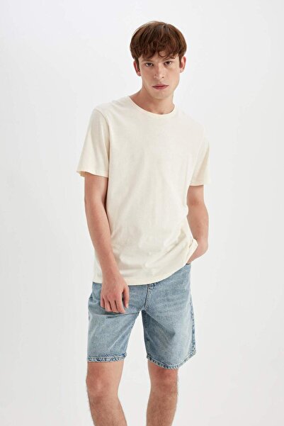 DeFacto 100% Cotton Straight Fit Jean Bermuda Shorts D3937Ax24Sm