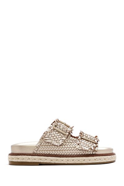 Derimod Women's Bronze Thick Soled Metallic Slippers 25Sfd441632