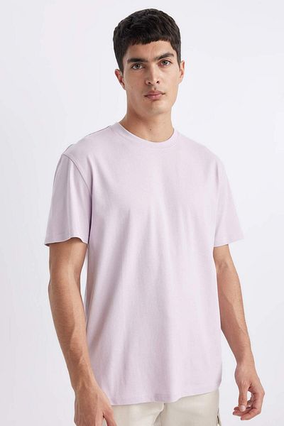 DeFacto 100 % Baumwolle, neues Basic-T-Shirt mit normaler Passform und Rundhalsausschnitt, einfarbig, kurzärmelig, V7699AZ24SP