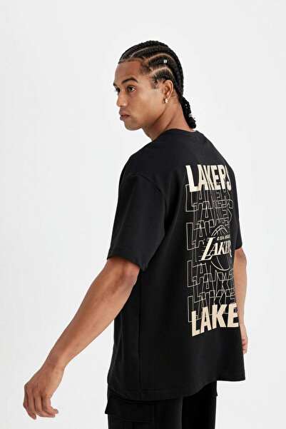 DeFacto Defactofit Nba Los Angeles Lakers Boxy Fit Crew Neck Heavy Fabric Short Sleeve T-Shirt B9921Ax24Sm
