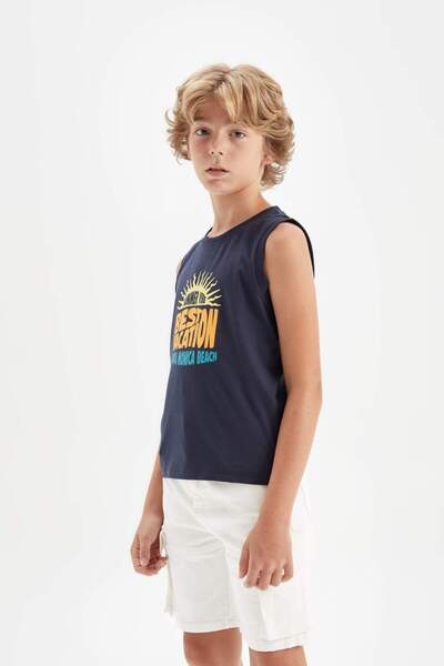 DeFacto Boy's Printed Crew Neck Tank Top - D0782A824HS