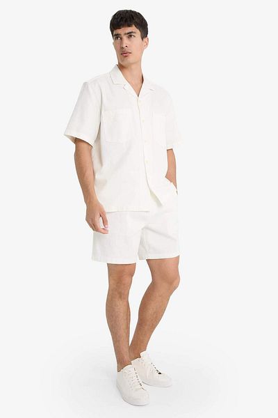 DeFacto 100% βαμβακερό Relax Fit Λευκό Jean Bermuda Σορτς Z4460AZ24SM