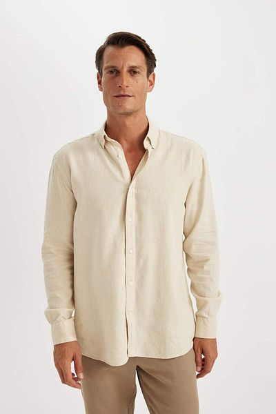 DeFacto Relax Fit Polo Neck Cotton Long Sleeve Shirt C1106Ax24Sm