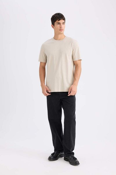 DeFacto 100% Cotton New Regular Fit Crew Neck Basic Plain Short Sleeve T-Shirt V7699Az25Sp