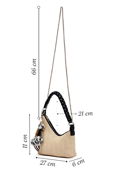 Derimod Women's Straw Shoulder Bag with Cream Accessories 25Sbd2926M7