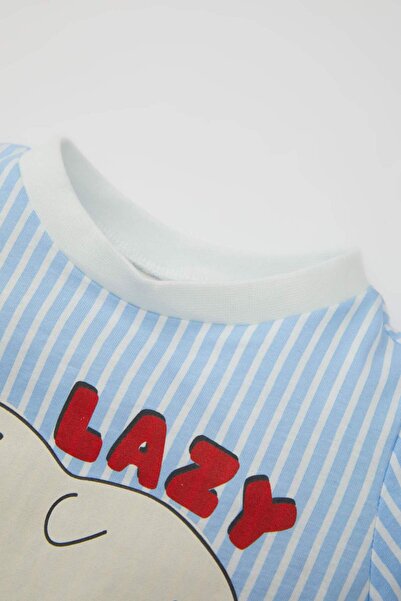 DeFacto Erkek Bebek Pijama Takımı Penye Çizgili Kısa Kollu Üst Şort C5192a5