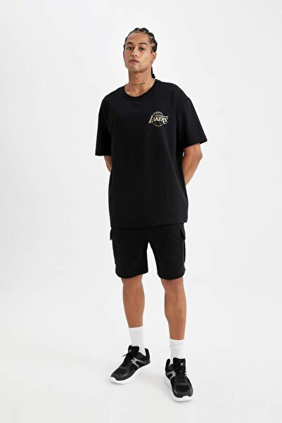 DeFacto Defactofit Nba Los Angeles Lakers Boxy Fit Crew Neck Heavy Fabric Short Sleeve T-Shirt B9921Ax24Sm
