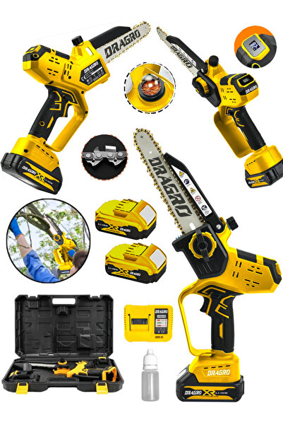 Dragro 21 V OTOMATİK YAĞLAMALI 15 Cm Bakir Sargili Akülü Dal Budama Testere M...