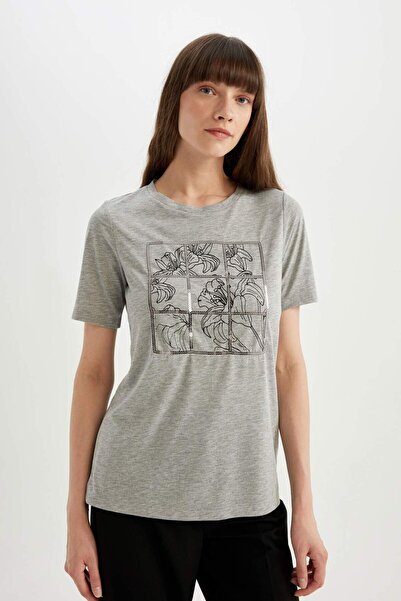 DeFacto Crew Neck Printed Regular Fit Short Sleeve T-Shirt D4651AX24HS
