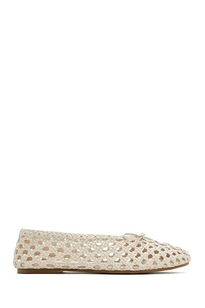Derimod Women's Cream Knitted Ballerinas 25Sfd443629