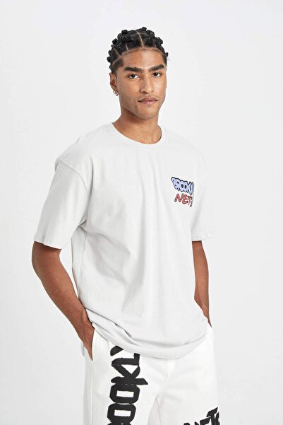 DeFacto DeFactoFit NBA Brooklyn Nets Boxy Fit Crew λαιμόκοψη κοντομάνικο μπλουζάκι C4161AX24HS