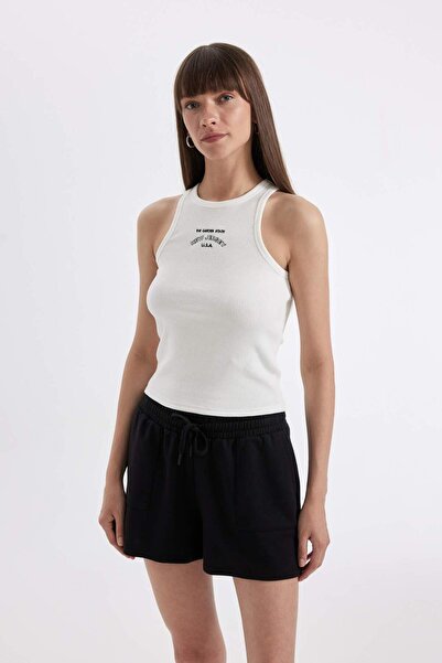 DeFacto Žebrované tílko Slim Fit Halter Neck - D3606AX24SM