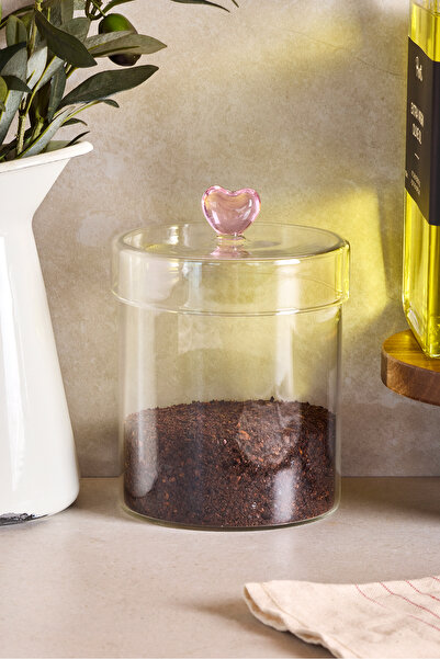 Perotti Hearts 750 ml Borosilicate Glass Jar 10X12 cm