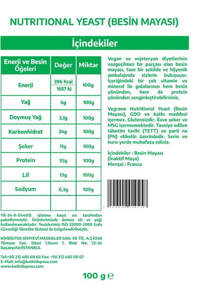 Vegrano Nutritional Yeast (BESİN MAYASI) 3 X 100 gr