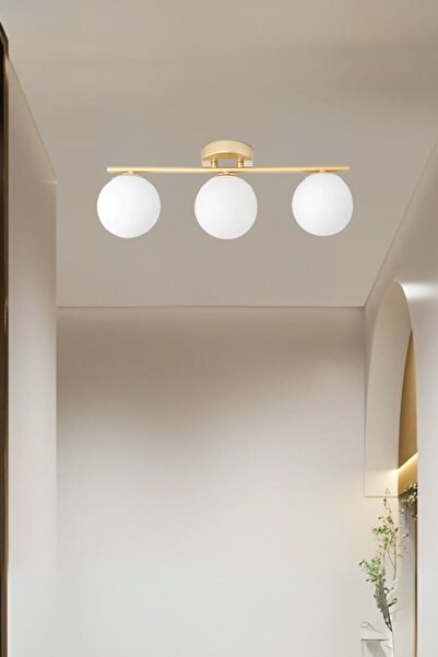 Ömür Avize Zehra beyaz camlı plafonyer avize