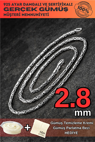 OSMANLI GÜMÜŞ Erkek Gümüş Kolye - Erkek Gümüş Kolye Yuvarlak Kral Model 2,8 Mm