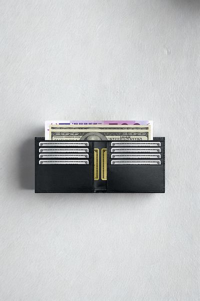 VANİLLA COLLECTİON Veneta Italian Genuine Leather Real Weave Model Slim Unisex Black Wallet & Card Holder