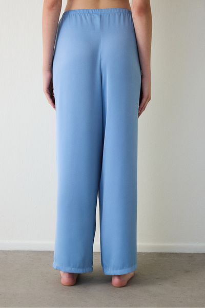 Penti Pantaloni de pijama cu picioare largi din satin Blue Luna