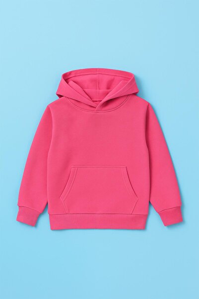 Perendi Unisex Hooded Kangaroo Pocket Hooded Winter Sweatshirt - Dusty Rose