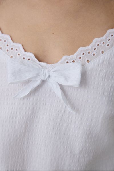 Penti Optical White Alia Ruched V Neck Adjustable Strap Shorts Pajama Set