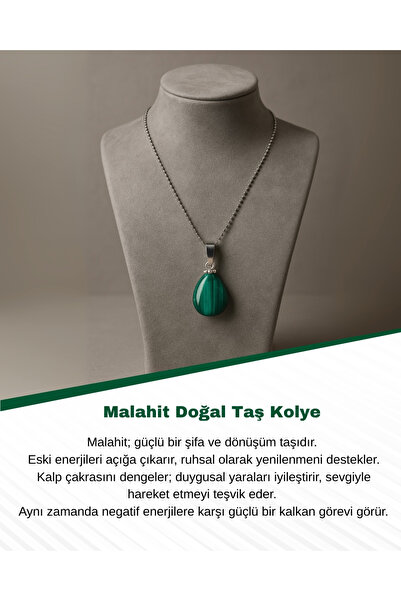 Saff Doğal Taş Sertifikalı Malahit Doğal Taş Kolye 209051
