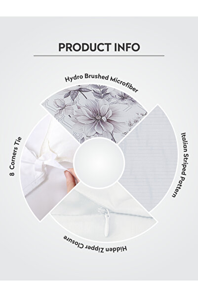 Donetella Duvet Cover Set 4-Pcs Single Size Striped Bed Set160 x 220 Cms Microfiber (Without Filler).