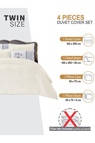 Donetella Duvet Cover Set 4-Pcs Single Size Striped Bed Set160 x 220 Cms Microfiber (Without Filler).