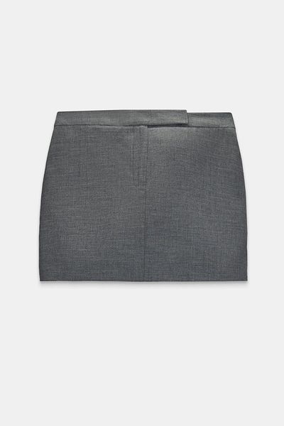 Setre Gray Waist Detailed Mini Skirt