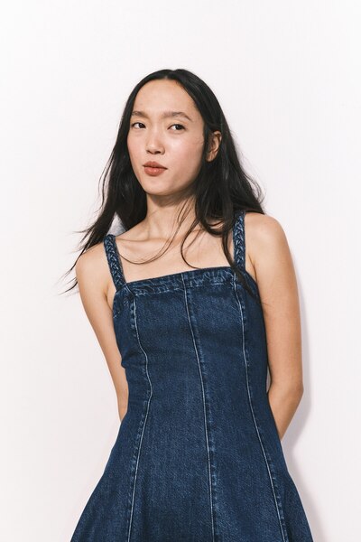 H&M Kloş Etekli Kot Elbise