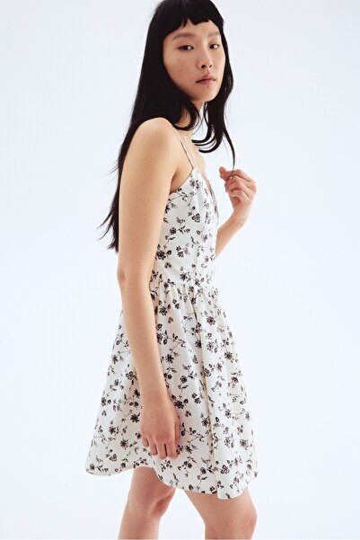 H&M Kloş Etekli ve Pamuklu Elbise