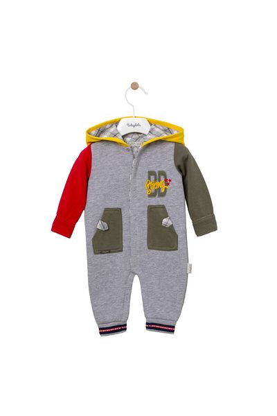 Babydola Baby Boy Thick Jumpsuit with Hood and Pockets