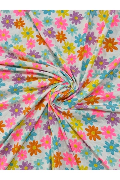 Butik Lycra Bambu Suprem Bumbac Pieptănat Colorat Daisy