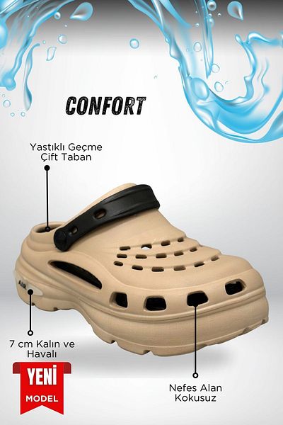 Moda Anna Sermoda High Double Sole Stone Sea Pool Sabo Doctor Nurse Hospital Comfort Daily Women's Slippers