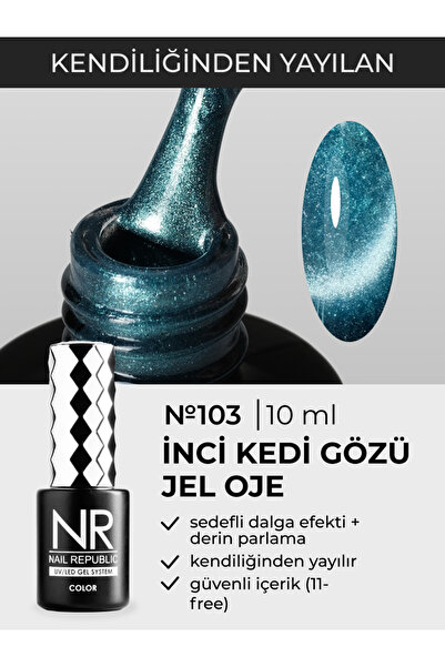 Nail Republic Kalıcı Oje Mavi PEARL CAT-103 (10 ml) – Tırnakta 3D Efekti