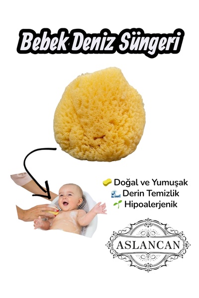 ASLANCAN Bebek Banyo Süngeri Ve Çocuk Banyo Lifi Ve Süngeri, Bebek Yıkama Süngeri,Deniz süngeri