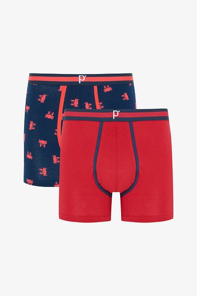 Penti Men's Pointed Red 2-Piece Multicolored Boxer Briefs