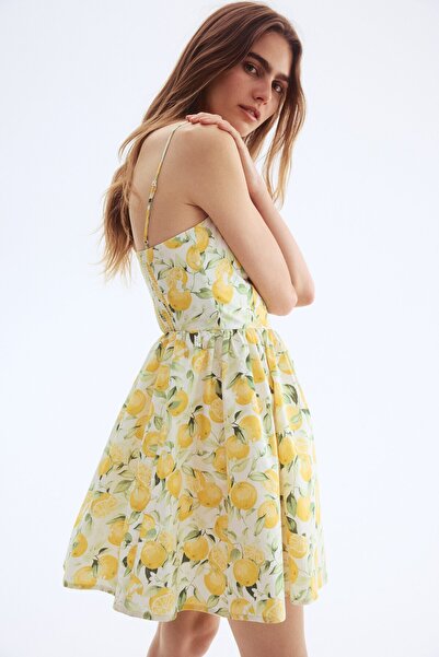 H&M Kloş Etekli ve Pamuklu Elbise