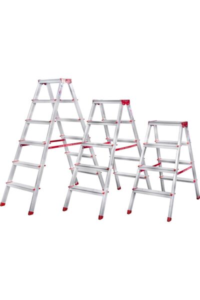 AKROBAT MERDİVEN 3 Basamaklı Çift Çıkışlı Alüminyum Merdiven