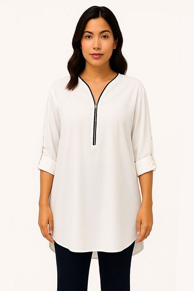 dorbe Women's Peach Zip-Up Long Sleeve Tunic