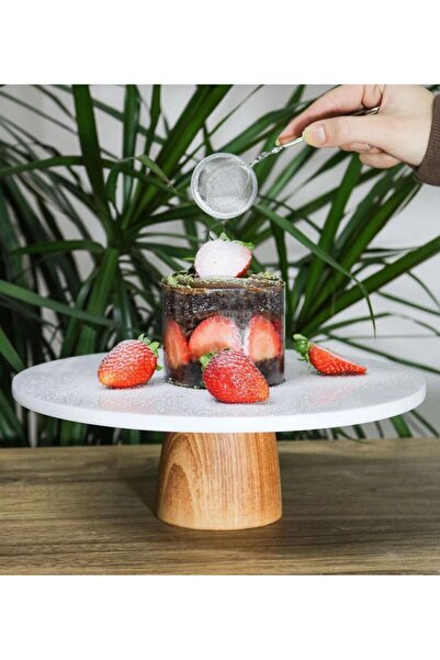 FARALYAHOME Marble Cake Stand 28 cm White Marble