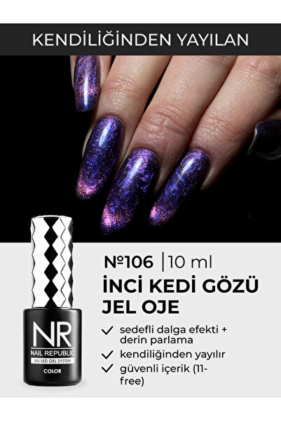 Nail Republic Kalıcı Oje Mor PEARL CAT-106 (10 ml) – Tırnakta 3D Efekti