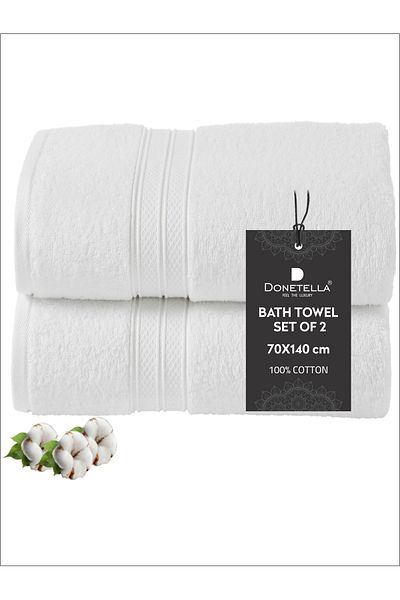 Donetella 2 - Pcs Premium Bath Towels (70x140cm) 600 GSM 100% Combed Cotton