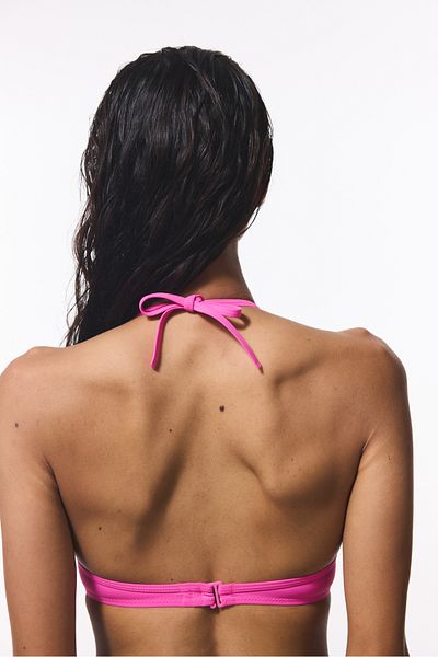 Penti Top de bikini cu cupă roz strălucitor