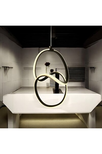 Home Büyük Badem Modeli Modern Siyah Kasa 3Renk Led(Beyaz Sarı Ve Gun Işğı