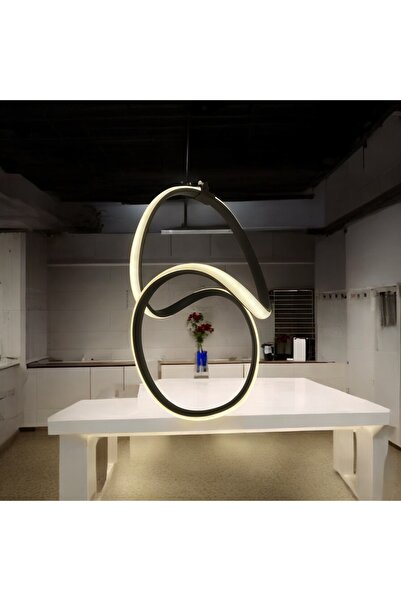 Home Büyük Badem Modeli Modern Siyah Kasa 3Renk Led(Beyaz Sarı Ve Gun Işğı