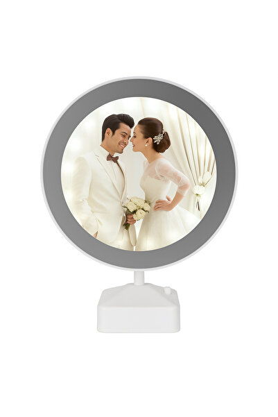 Bittox Hediyelik Kişiye Özel Fotoğraflı LED Işıklı Masa Üstü Makyaj Aynası-Öz...